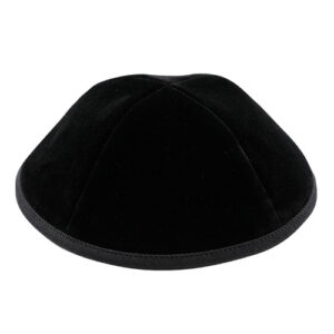 כיפה קטיפה ארטמן שחורה 4 חלקים עם סרט גודל 3