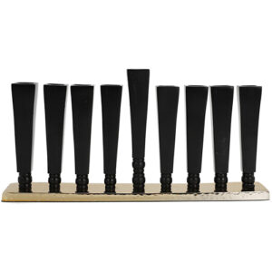 חנוכייה אלומיניום מהודרת גוון זהב 14x30 ס"מ