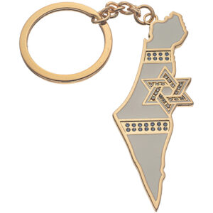 שש0706 מחזיק מפתחות זהב בצורת מפת ישראל 5 ס"מ