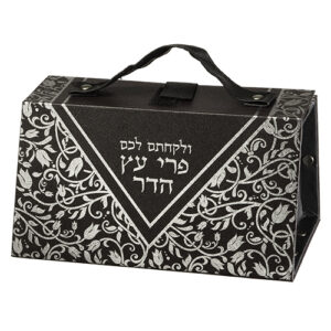 כלי לאתרוג דמוי עור הדפסה כסף 11X19X13 ס"מ