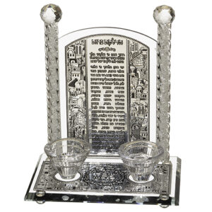 פמוטי קריסטל עם פלקטה הדלקת נרות "ירושלים" 24