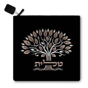 תיק טלית קטיפה שחור עם ריקמה 31.7X29.2 ס"מ