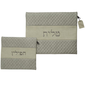סט טלית תפילין דמוי עור עם ריקמה 36X29 ס"מ