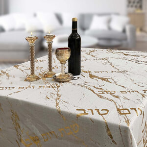 מפת שולחן מהודרת פוליאסטר "שיש זהב" 140x280 ס"מ