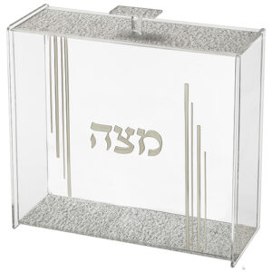 כלי למצה מאקריליק שקוף עם נצנצים 21x23 ס"מ