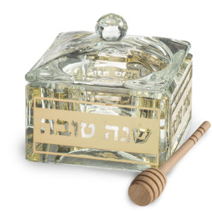 כלי מהודר לדבש מקריסטל עם פלקטה 7X7 ס"מ