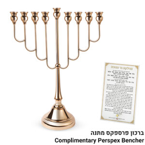 חנוכיה "אור הזהב" מתכת רוז גולד 64 ס"מ