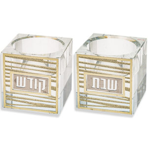 פמוטי קריסטל עם פלקטה "פסים" 5 ס"מ