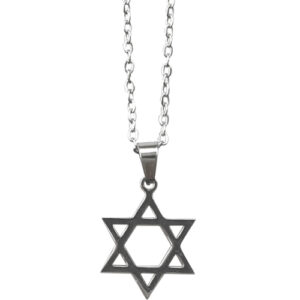 שרשרת סטיינלס מוכסף 50 ס"מ מגן דוד 1.5 ס"מ