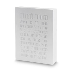 מזמור לתודה בלוק פולימר בטון 22X16 ס"מ לבן